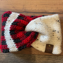 Load image into Gallery viewer, buffalo plaid hand knitted headband for her
