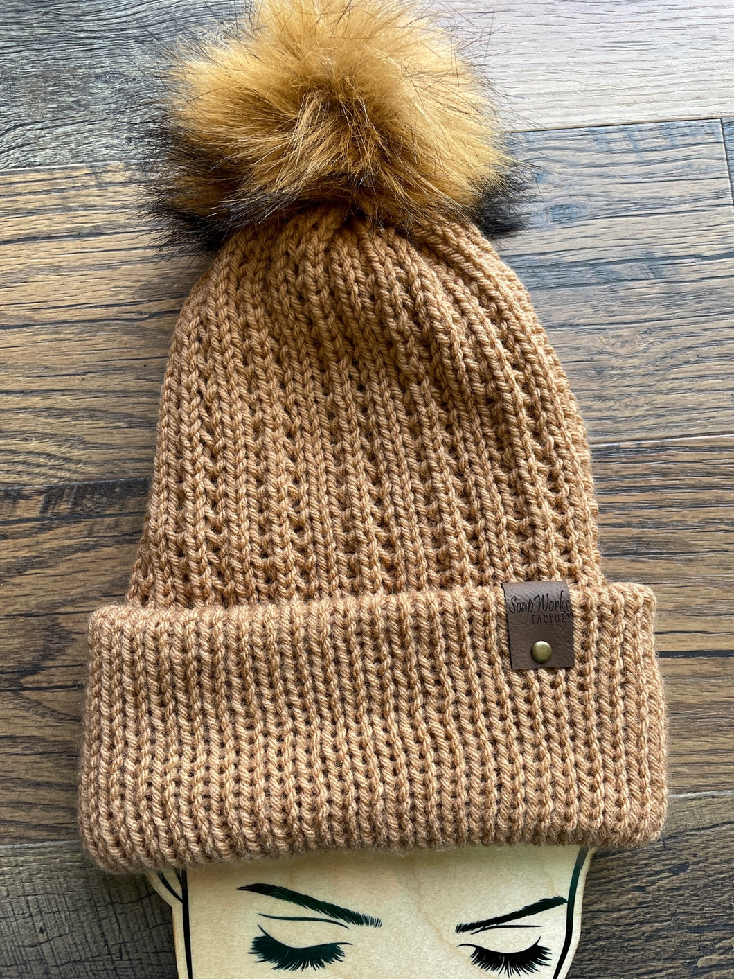 homemade knit hat caramel