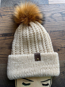 homemade knit hat ivory