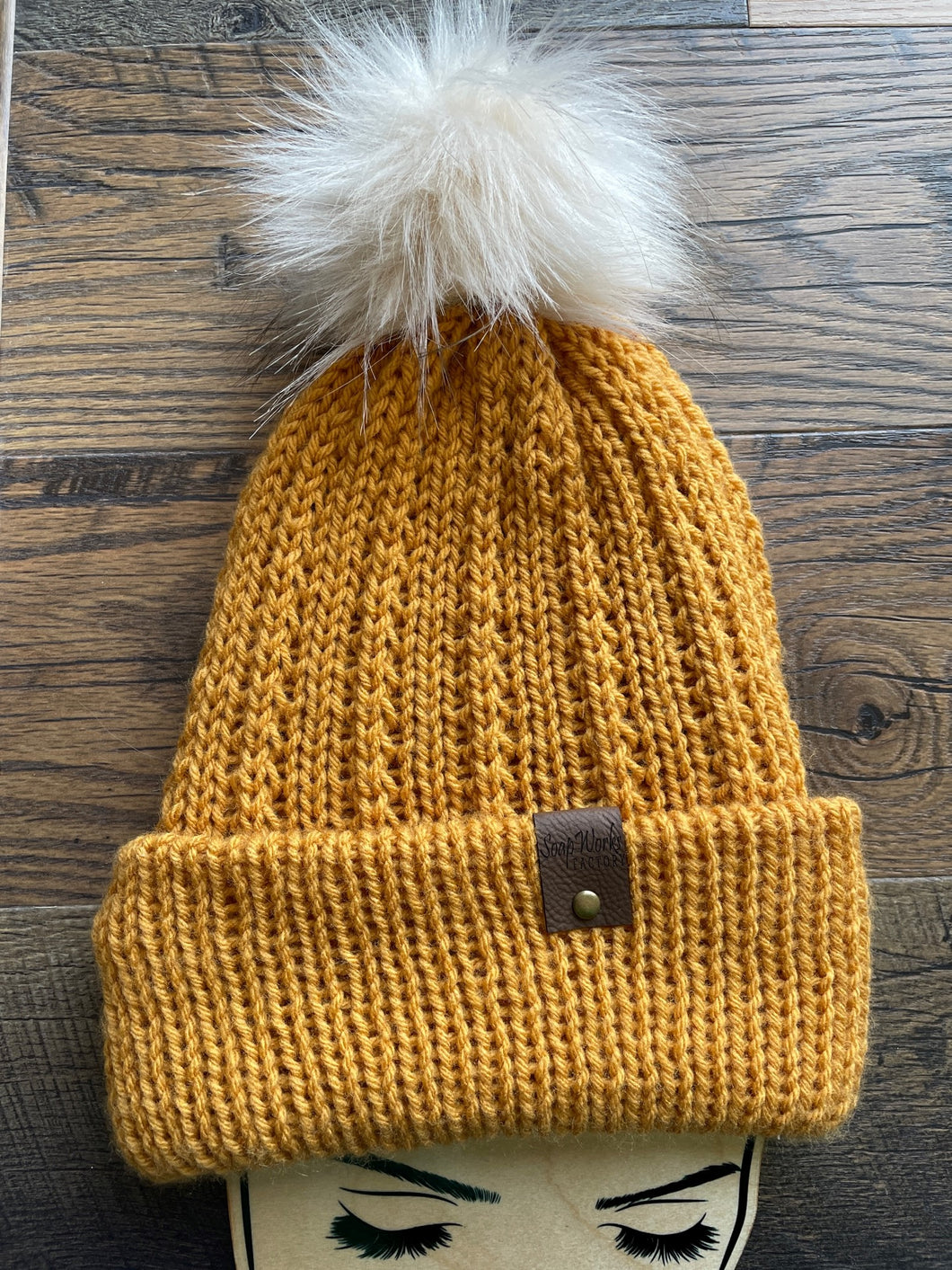 homemade knit hat mustard